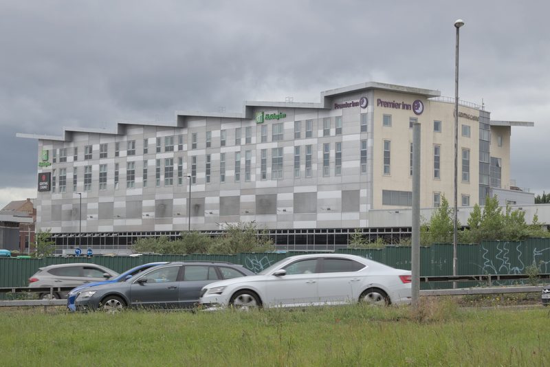 Riverlights in Derby with the hotel entrances